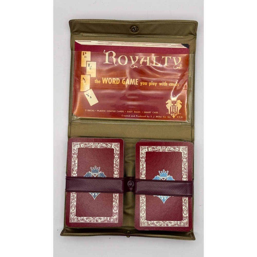 Vintage Royalty Word Game Complete 2 Decks S.J. Miller Co. Card Game w/ Case